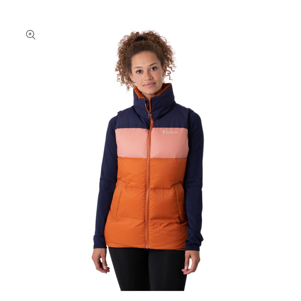 EUC Cotopaxi Solazo Down Vest, size small, Maritime/Mezcal.